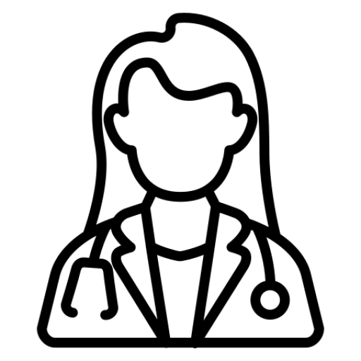 black outline icon female medical provider with stethoscope