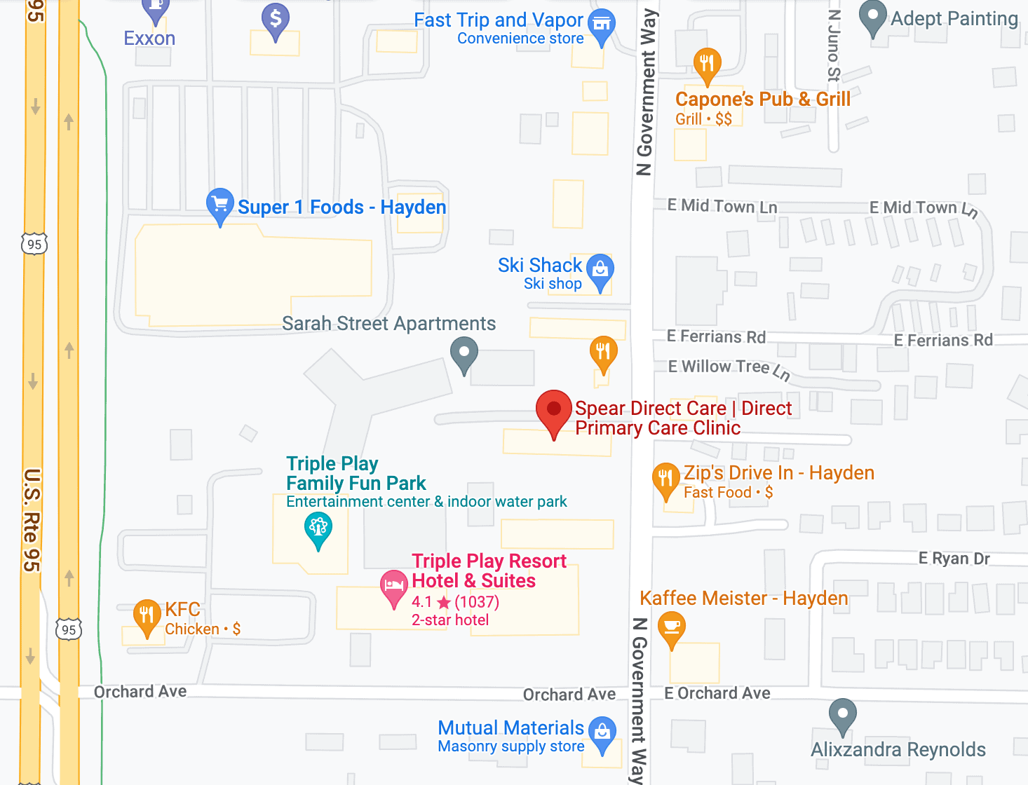 Spear Direct Care map with address pin